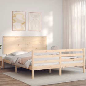 Estructura de cama con cabecero madera maciza 160x200 cm de , Camas y somieres - Ref: Foro24-3195231, Precio: 158,99 €, Descu...