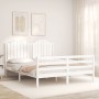 White solid wood bed frame with headboard 160x200 cm by , Beds and slatted bases - Ref: Foro24-3194192, Price: 166,99 €, Disc...