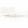 White solid wood bed frame with headboard 160x200 cm by , Beds and slatted bases - Ref: Foro24-3194192, Price: 166,99 €, Disc...