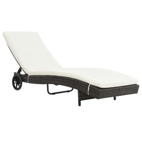 Sonnenliege mit Rollen und Kissen Kunstrattan braun von vidaXL, Liegen - Ref: Foro24-44453, Preis: 134,84 €, Rabatt: %