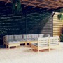 Garden furniture set 10 pieces and gray pine wood cushions by , Garden sets - Ref: Foro24-3097108, Price: 756,65 €, Discount: %