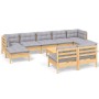 Garden furniture set 10 pieces and gray pine wood cushions by , Garden sets - Ref: Foro24-3097108, Price: 756,65 €, Discount: %