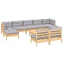 Garden furniture set 10 pieces and gray pine wood cushions by , Garden sets - Ref: Foro24-3097108, Price: 756,65 €, Discount: %