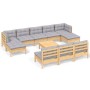 11-piece garden furniture set with gray pine wood cushions by , Garden sets - Ref: Foro24-3097120, Price: 808,29 €, Discount: %