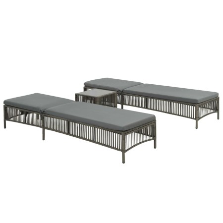 Sun loungers 2 units with brown synthetic rattan table by vidaXL, Loungers - Ref: Foro24-44456, Price: 313,99 €, Discount: %