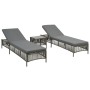 Sun loungers 2 units with brown synthetic rattan table by vidaXL, Loungers - Ref: Foro24-44456, Price: 313,99 €, Discount: %