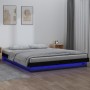 Black solid wood bed frame with LED 180x200 cm by , Beds and slatted bases - Ref: Foro24-819991, Price: 208,99 €, Discount: %