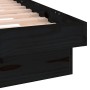 Black solid wood bed frame with LED 180x200 cm by , Beds and slatted bases - Ref: Foro24-819991, Price: 208,99 €, Discount: %