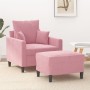 Sillón con taburete terciopelo rosa 60 cm de , Sofás - Ref: Foro24-3201100, Precio: 210,95 €, Descuento: %