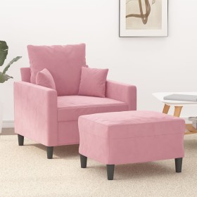 Armchair with pink velvet footstool 60 cm by , Sofas - Ref: Foro24-3201100, Price: 208,99 €, Discount: %