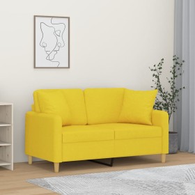 2-seater sofa with light yellow fabric cushions, 120 cm. by , Sofas - Ref: Foro24-3200906, Price: 229,77 €, Discount: %