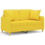 Sofá de 2 plazas con cojines tela amarillo claro 120 cm de , Sofás - Ref: Foro24-3200906, Precio: 229,77 €, Descuento: %