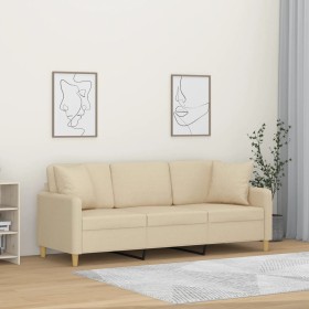 Sofá de 3 plazas con cojines tela color crema 180 cm de , Sofás - Ref: Foro24-3200919, Precio: 296,32 €, Descuento: %