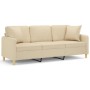 3-Sitzer-Sofa mit cremefarbenen Stoffkissen 180 cm von , Sofas - Ref: Foro24-3200919, Preis: 296,32 €, Rabatt: %