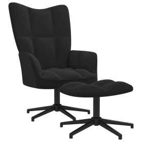 Sillón de relax con taburete terciopelo negro de , Sillones - Ref: Foro24-328112, Precio: 155,64 €, Descuento: %