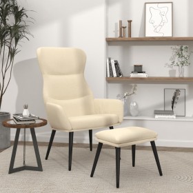 Sillón de relax con reposapiés de tela color crema de , Sillones - Ref: Foro24-3097431, Precio: 133,99 €, Descuento: %