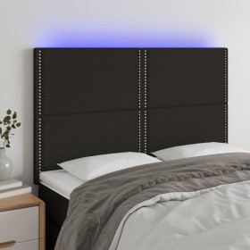 Headboard with LED lights black fabric 144x5x118/128 cm by , Headboards and footboards - Ref: Foro24-3122284, Price: 108,75 €...