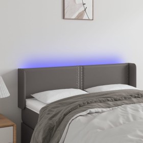 Cabecero con LED cuero sintético gris 147x16x78/88 cm de , Cabeceros y pies de cama - Ref: Foro24-3123190, Precio: 79,99 €, D...