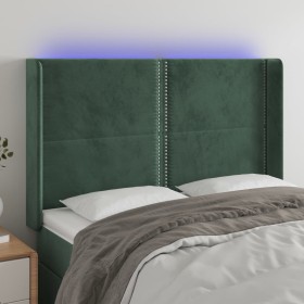 Cabecero con LED de terciopelo verde oscuro 147x16x118/128 cm de , Cabeceros y pies de cama - Ref: Foro24-3123959, Precio: 13...