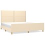 Bed frame with cream fabric headboard 160x200 cm by , Beds and slatted bases - Ref: Foro24-3124989, Price: 241,99 €, Discount: %