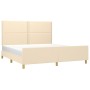 Estructura de cama con cabecero de tela color crema 160x200 cm de , Camas y somieres - Ref: Foro24-3124989, Precio: 248,62 €,...