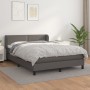 Box spring bed with gray synthetic leather mattress 140x190 cm by , Beds and slatted bases - Ref: Foro24-3127251, Price: 425,...