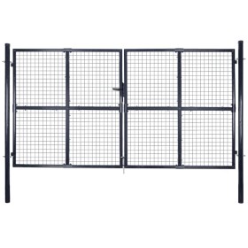 Galvanized steel garden mesh gate gray 289x150 cm by vidaXL, garden gates - Ref: Foro24-143365, Price: 452,99 €, Discount: %