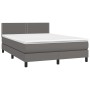 Box spring bed with mattress and LED gray synthetic leather 140x190 cm by , Beds and slatted bases - Ref: Foro24-3134163, Pri...