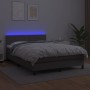 Box spring bed with mattress and LED gray synthetic leather 140x190 cm by , Beds and slatted bases - Ref: Foro24-3134163, Pri...