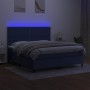 Boxspringbettmatratze und LED-Leuchten aus blauem Stoff 160x200 cm von , Betten und Lattenroste - Ref: Foro24-3134811, Preis:...