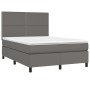 Cama box spring colchón y LED cuero sintético gris 140x190 cm de , Camas y somieres - Ref: Foro24-3135883, Precio: 546,99 €, ...