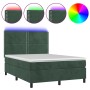 Box spring bed with mattress and LED dark green velvet 140x200cm by , Beds and slatted bases - Ref: Foro24-3136068, Price: 53...