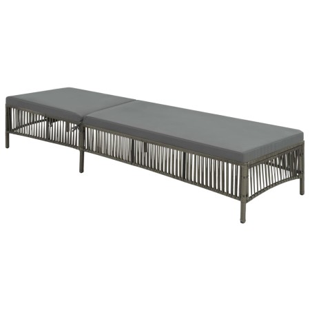 Tumbona con cojín de ratán sintético gris de vidaXL, Tumbonas - Ref: Foro24-44455, Precio: 124,97 €, Descuento: %