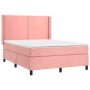 Box spring bed with mattress and LED pink velvet 140x190 cm by , Beds and slatted bases - Ref: Foro24-3139504, Price: 519,39 ...