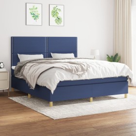 Box spring bed with blue fabric mattress 160x200 cm by , Beds and slatted bases - Ref: Foro24-3142271, Price: 568,25 €, Disco...