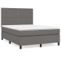 Cama box spring con colchón cuero sintético gris 140x190 cm de , Camas y somieres - Ref: Foro24-3142783, Precio: 513,99 €, De...