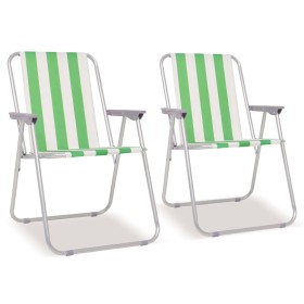 Sillas de camping plegables 2 uds acero verde blanco 52x62x75cm de , Mobiliario de camping - Ref: Foro24-42916, Precio: 57,99...