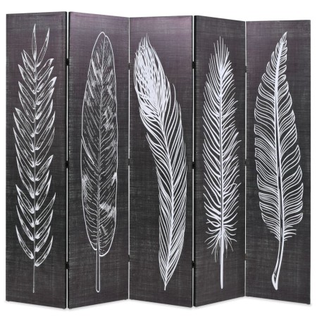 Biombo divisor plegable 200x170 cm plumas blanco y negro de vidaXL, Divisores de ambientes - Ref: Foro24-245891, Precio: 124,...