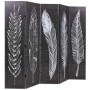 Biombo divisor plegable 200x170 cm plumas blanco y negro de vidaXL, Divisores de ambientes - Ref: Foro24-245891, Precio: 124,...