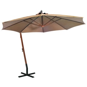 Hanging umbrella with gray taupe fir wood pole 3.5x2.9 m by , Umbrellas - Ref: Foro24-313769, Price: 159,45 €, Discount: %