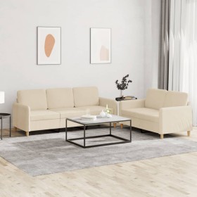 Sofagarnitur mit Kissen, 2-teilig, cremefarbener Stoff von , Sofas - Ref: Foro24-3202120, Preis: 500,34 €, Rabatt: %