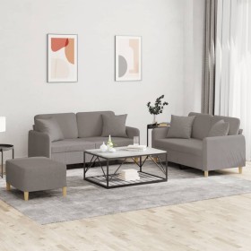 Three-piece sofa set with gray taupe fabric cushions by , Sofas - Ref: Foro24-3202117, Price: 528,64 €, Discount: %