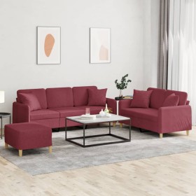 Set von Sofas mit Kissen 3 Stück roter roter Stoff von , Sofas - Ref: Foro24-3202148, Preis: 577,18 €, Rabatt: %