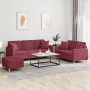 Set von Sofas mit Kissen 3 Stück roter roter Stoff von , Sofas - Ref: Foro24-3202148, Preis: 577,18 €, Rabatt: %