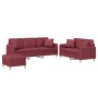 Three-piece sofa set with red wine fabric cushions by , Sofas - Ref: Foro24-3202148, Price: 577,18 €, Discount: %