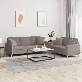 Sofa set with 2 pieces of gray taupe fabric cushions by , Sofas - Ref: Foro24-3202141, Price: 522,19 €, Discount: %