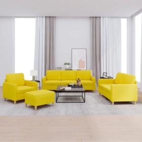 Set of sofas with 4 light yellow fabric cushions by , Sofas - Ref: Foro24-3202067, Price: 689,99 €, Discount: %