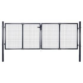 Garden mesh gate gray galvanized steel 289x100 cm by vidaXL, garden gates - Ref: Foro24-143363, Price: 263,82 €, Discount: %