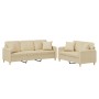 Sofa set with cushions 2 pieces cream fabric by , Sofas - Ref: Foro24-3202136, Price: 514,77 €, Discount: %