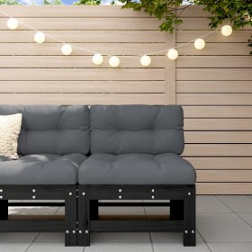 Zentrales Gartensofa massives Zirbenholz schwarz von , Modulare Sofas für den Außenbereich - Ref: Foro24-825615, Preis: 54,99...